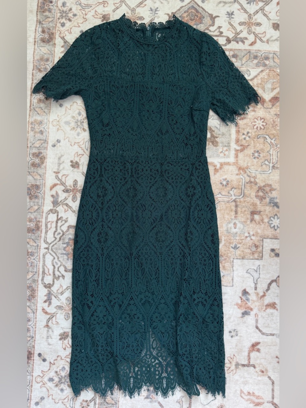 Lulu's Dark Teal Lace Midi Dress